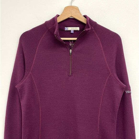 Ibex Merino Wool Quarter Zip Mock Neck Sweater Branded Sleeve Hiking - Large - Picture 3 of 12